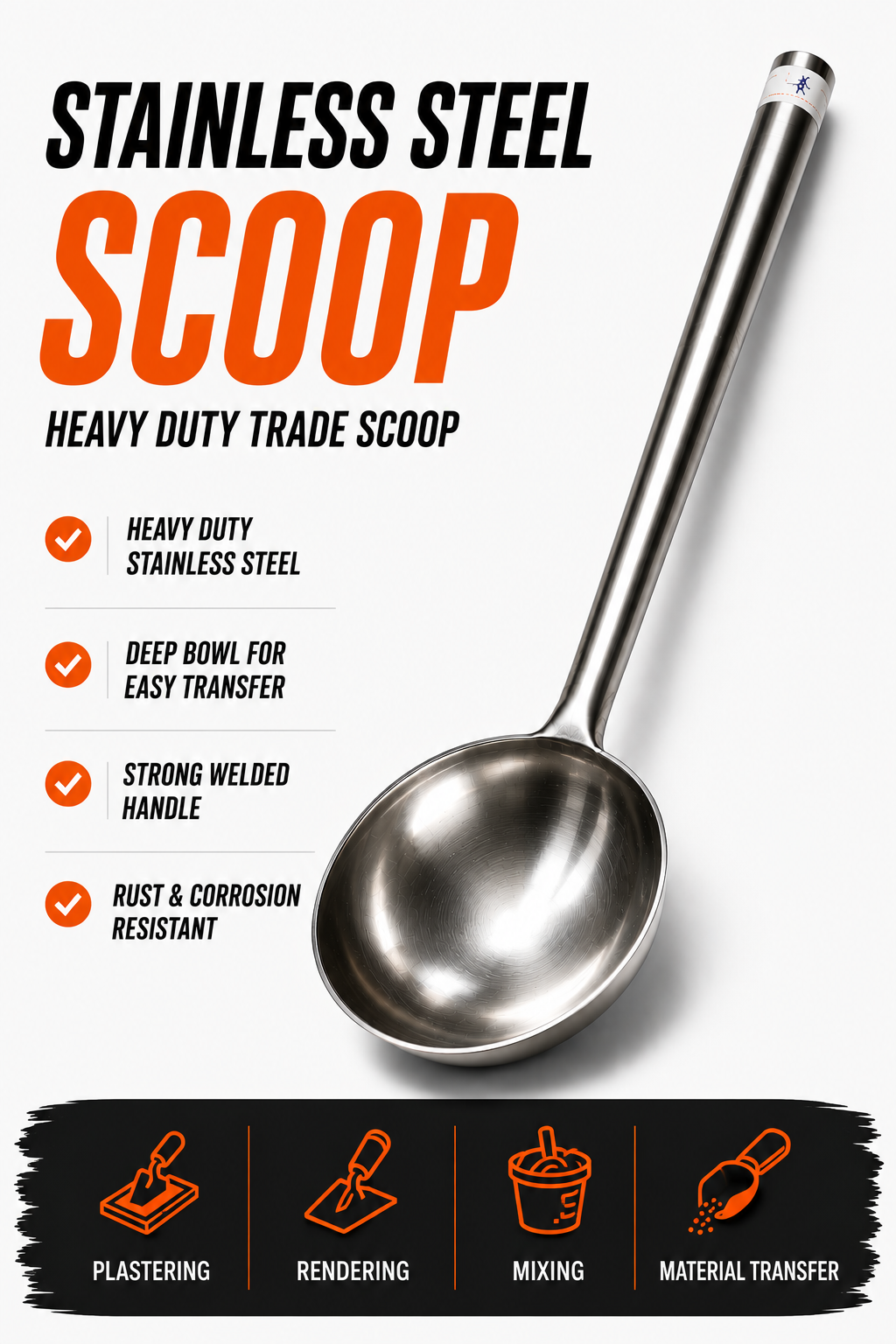 Stainless Steel Scoop – Heavy Duty Trade Scoop
