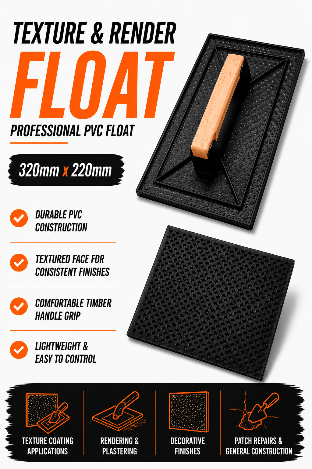 Texture & Render Float 320mm x 220mm – Professional PVC Float