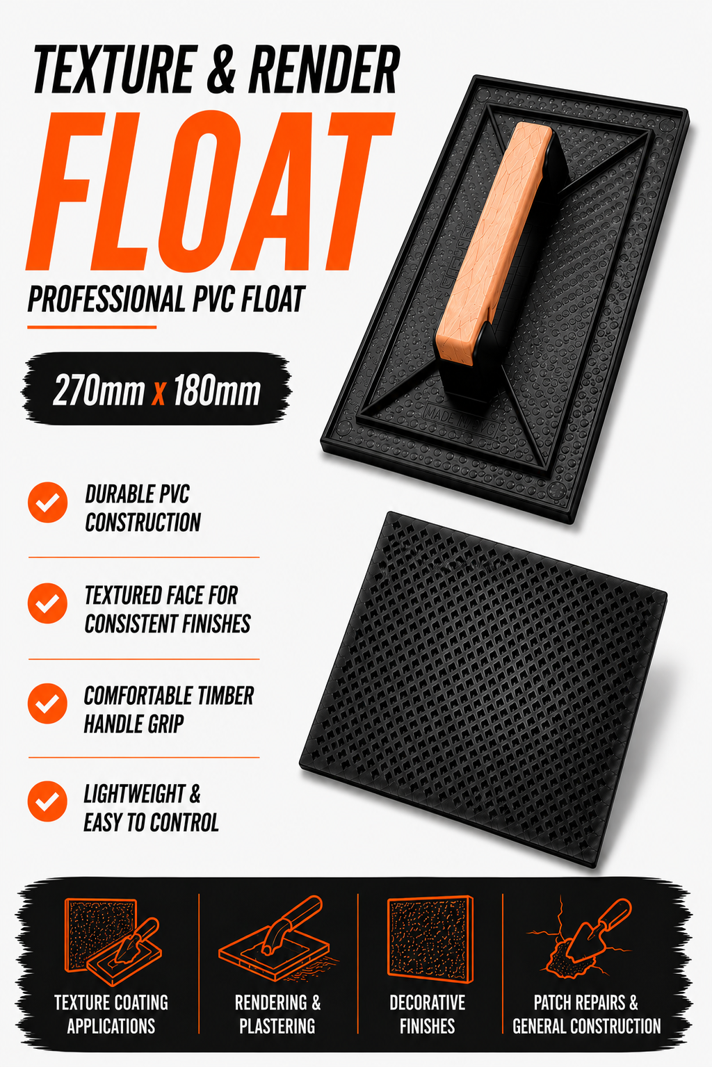 Texture & Render Float 270mm x 220mm – Professional PVC Float