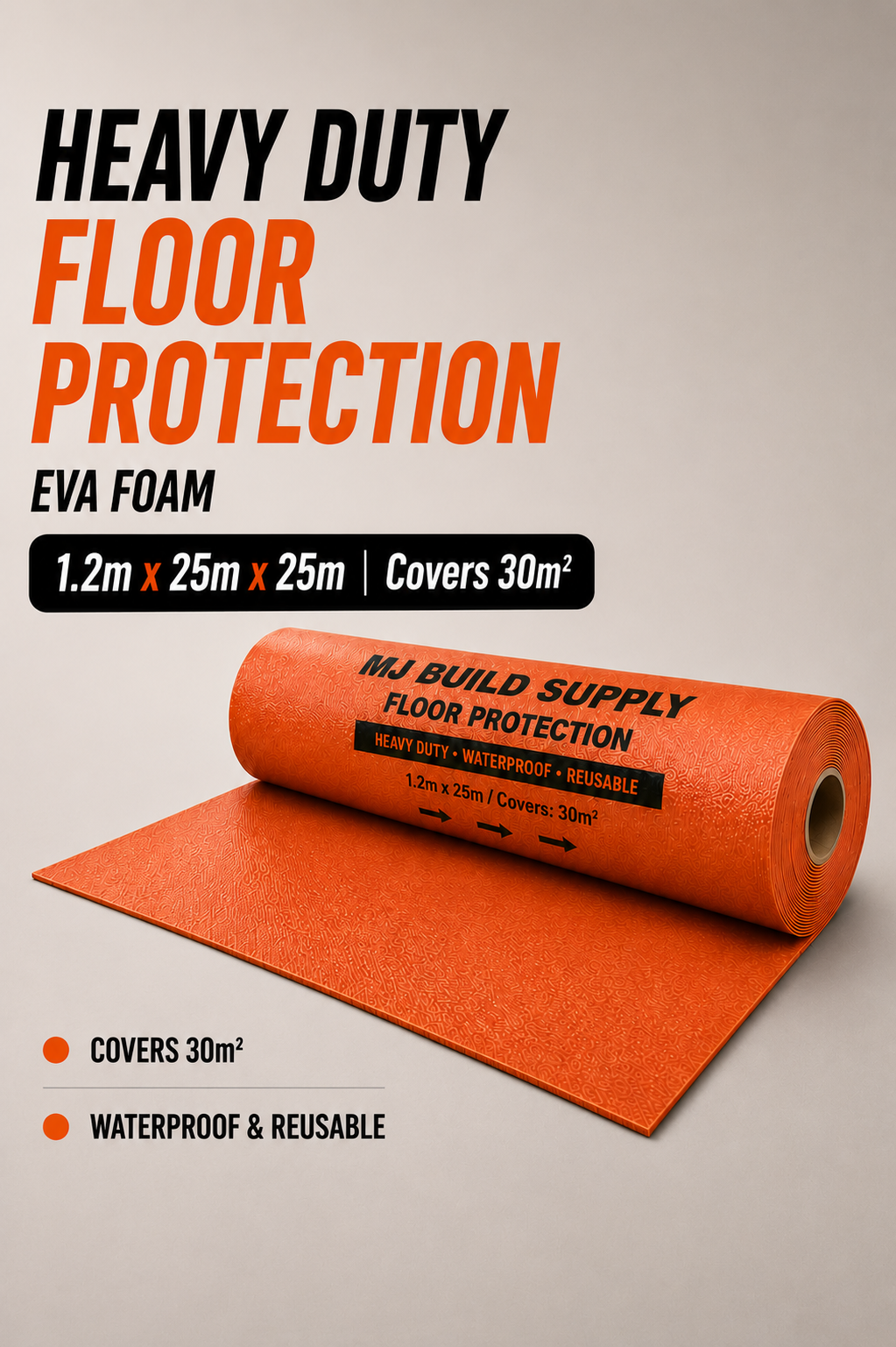 Heavy Duty Floor Protection Film 1.2m x 25m – 30m² Coverage