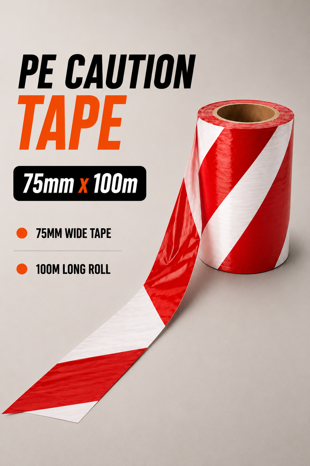 PE Caution Tape 75mm x 100m – High Visibility Safety Tape