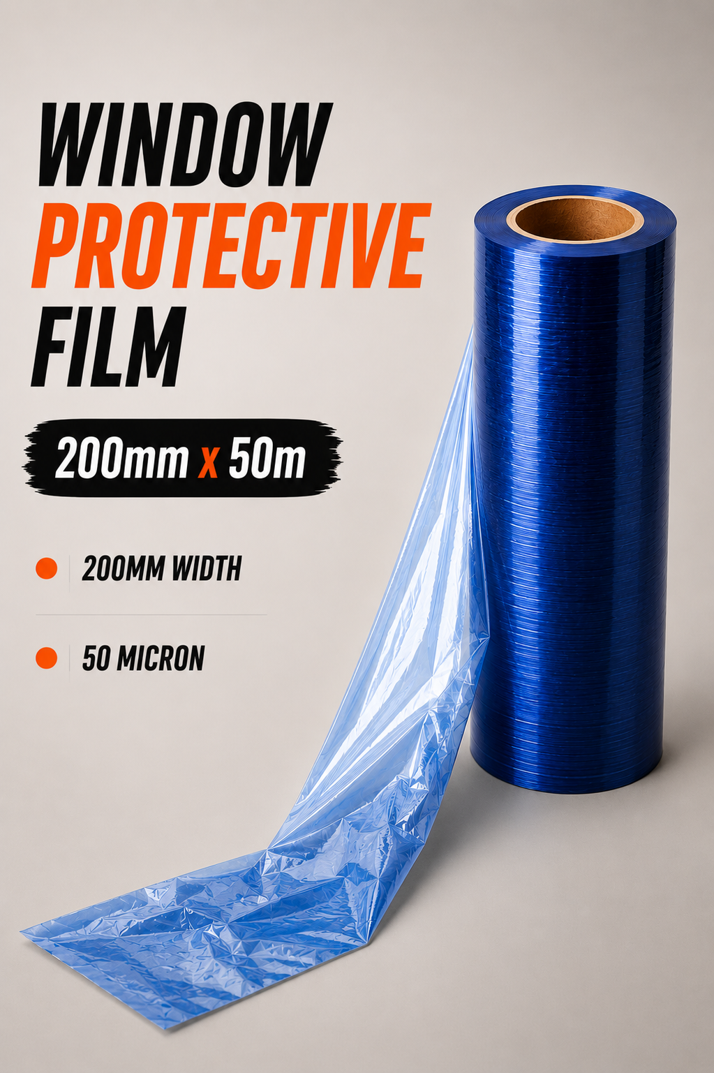 Window Protective Film 200mm x 50m – Narrow Surface Protection Film