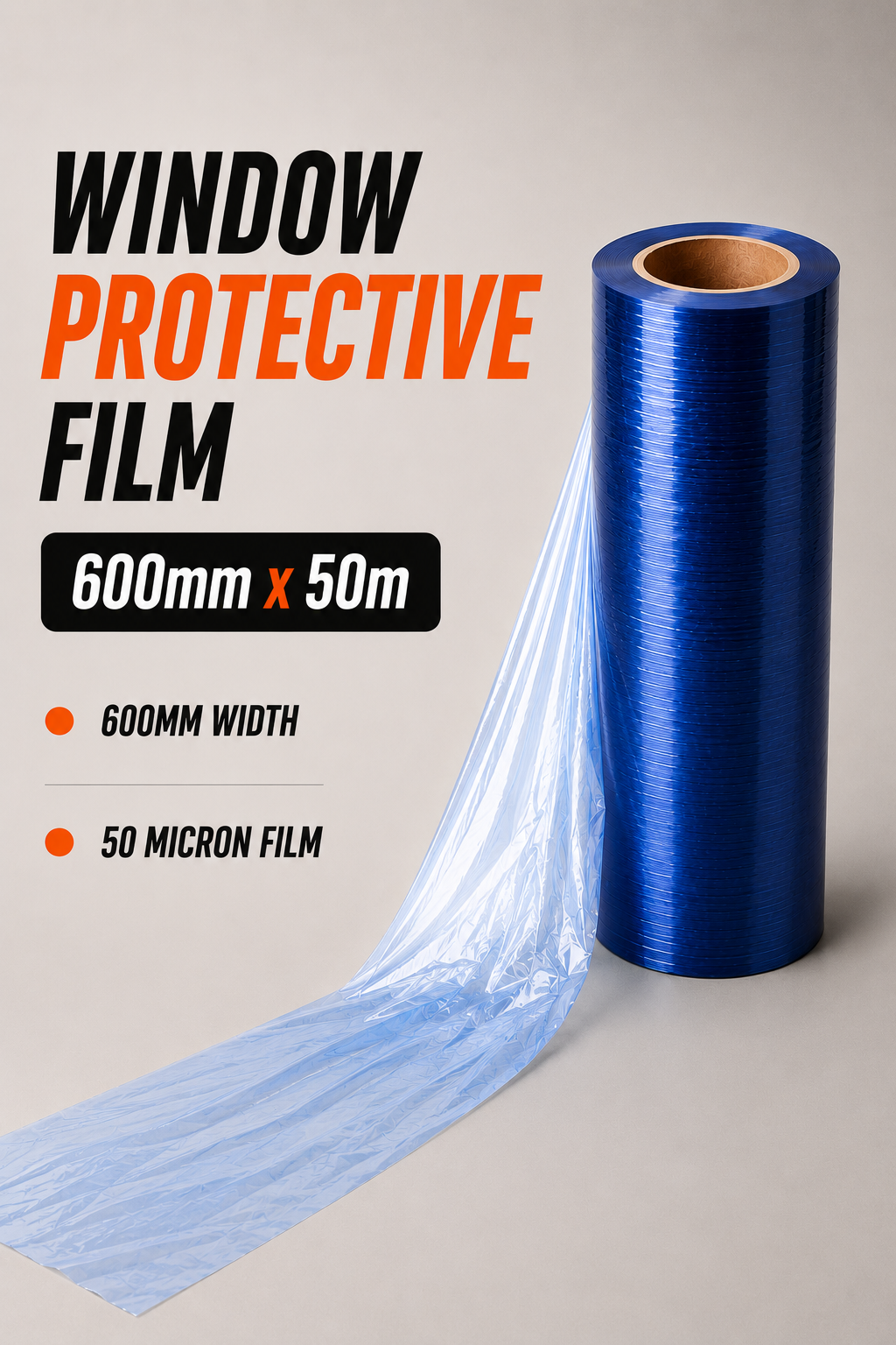 Window Protective Film 600mm x 50m – Blue Surface Protection Film