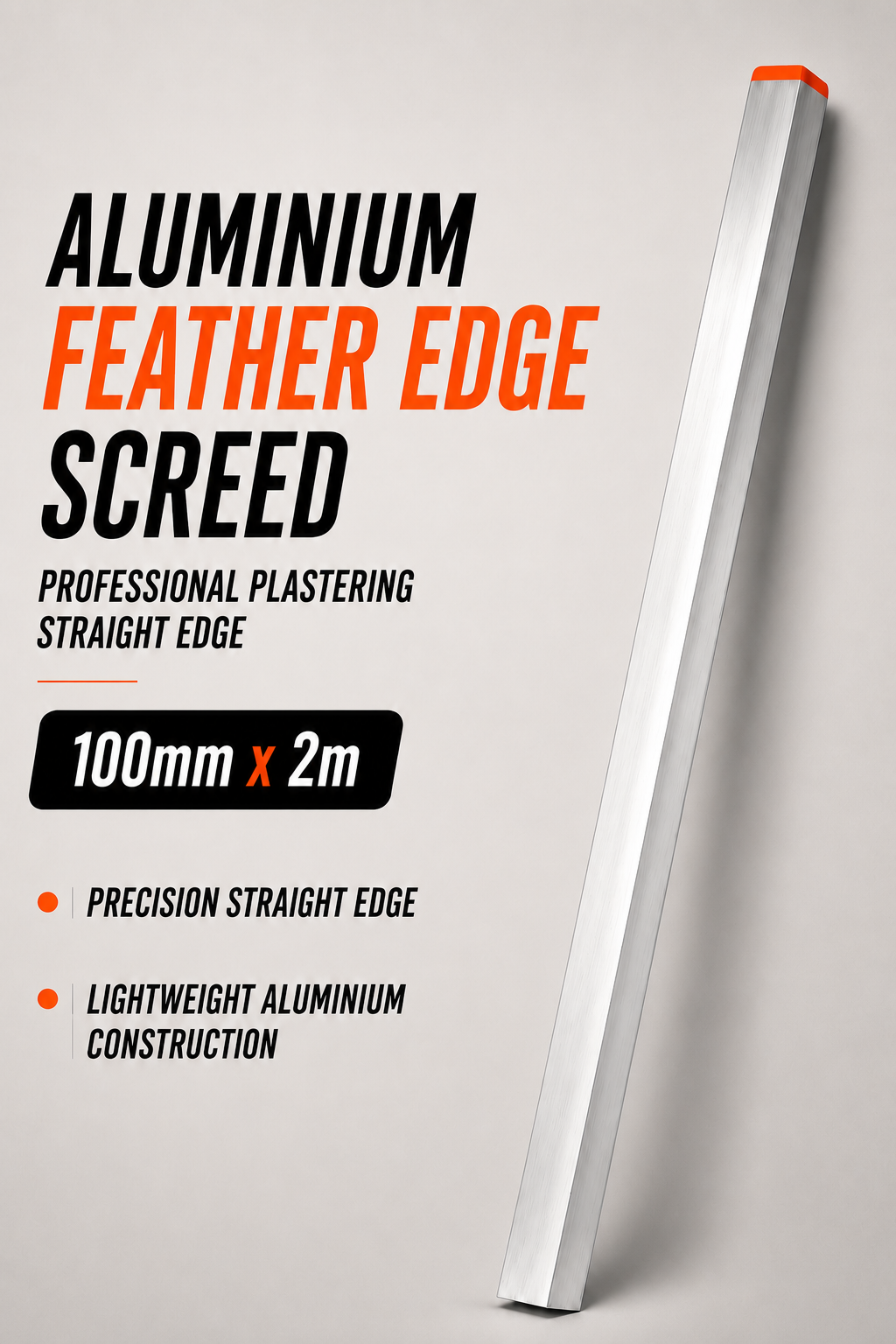 Aluminium Feather Edge Screed 100mm x 2m – Professional Plastering Straight Edge