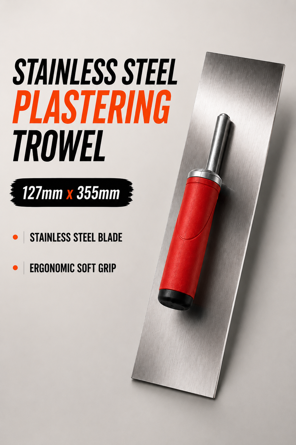 Stainless Steel Plastering Trowel 127mm x 355mm – Professional Finishing Trowel