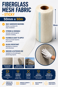 Fibreglass Mesh Tape 50mm x 50m – Self-Adhesive Crack Repair & Plaster Reinforcement